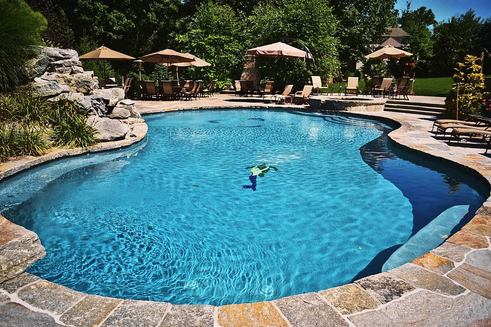 Freeform pool with seating